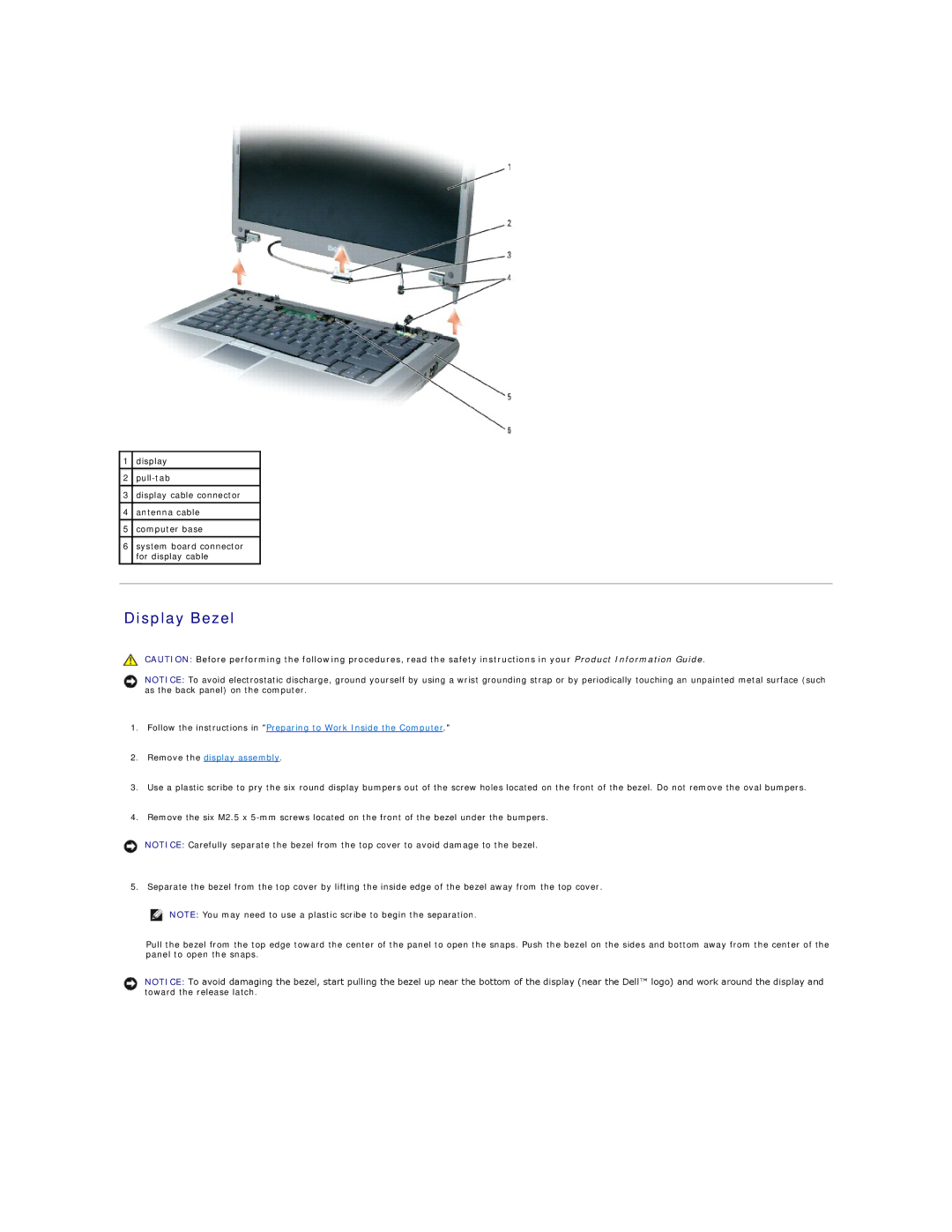 Dell D810 manual Display Bezel 