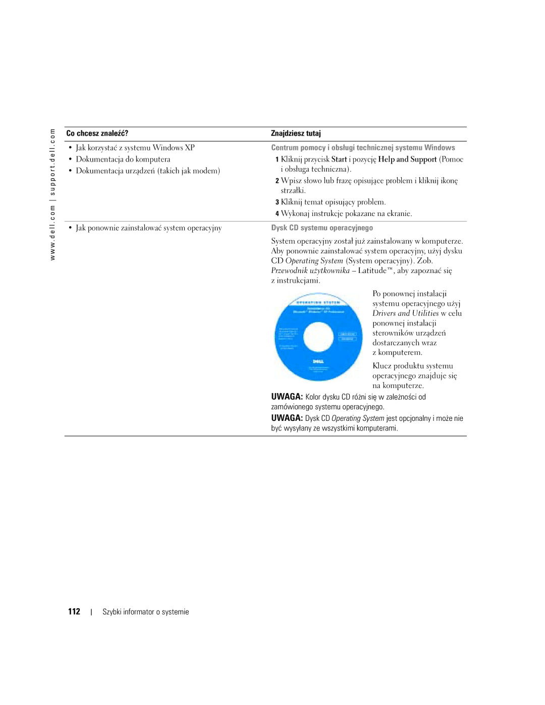 Dell D810 manual 112, Co chcesz znaleźć? 