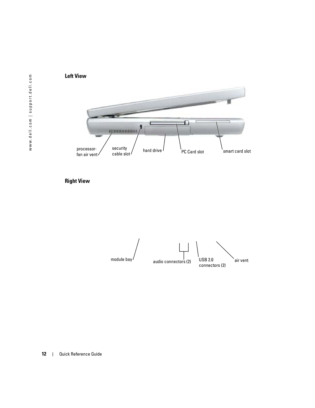 Dell D810 manual Left View, Right View 