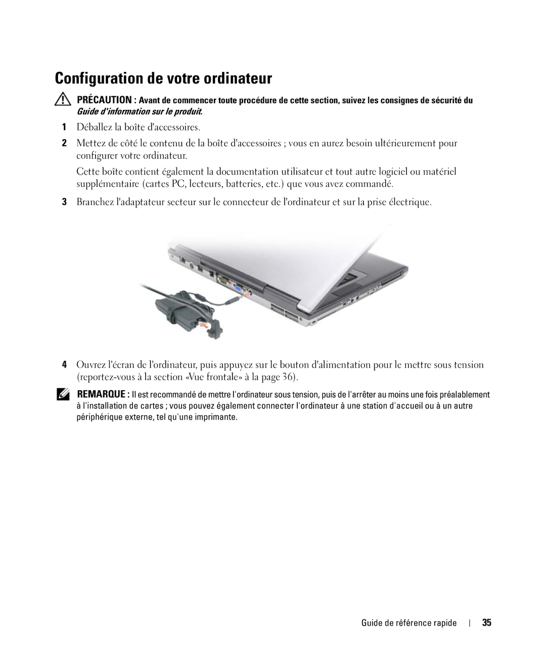 Dell D830 manual Configuration de votre ordinateur 