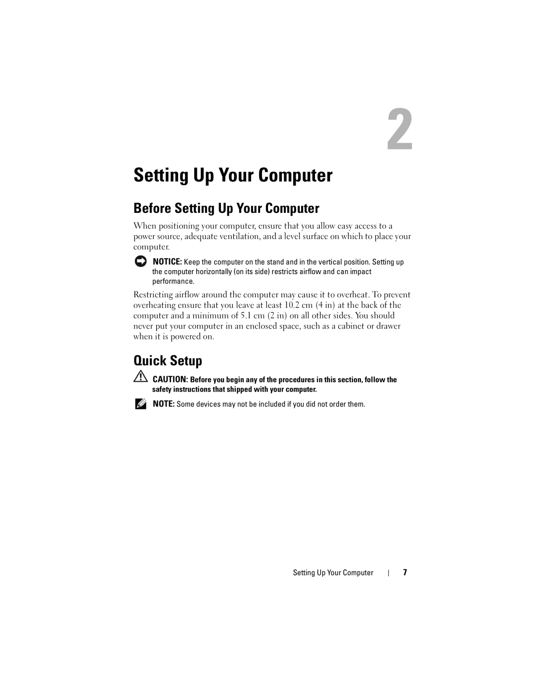 Dell DC01T specifications Before Setting Up Your Computer, Quick Setup 