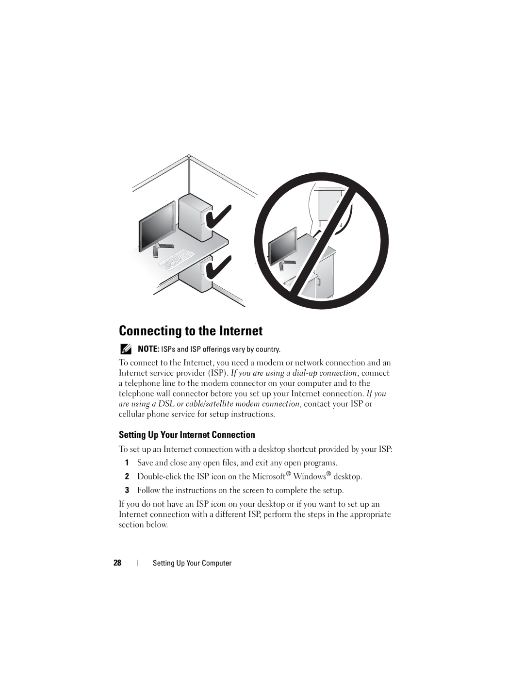 Dell DCCY, H698D, DCTR, DCNE specifications Connecting to the Internet, Setting Up Your Internet Connection 