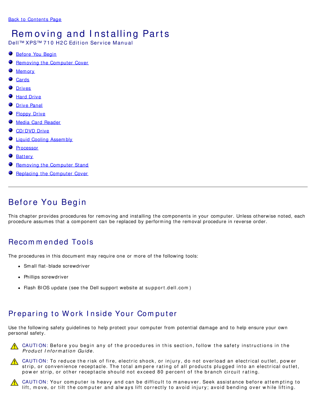 Dell 710 H2C, DCDO service manual Removing and Installing Parts, Before You Begin 