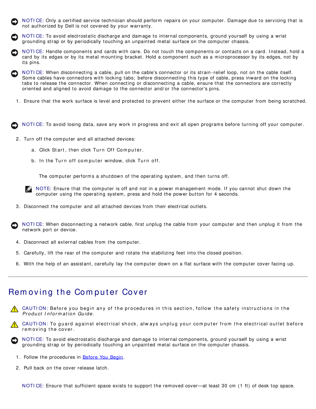 Dell DCDO, 710 H2C service manual Removing the Computer Cover 