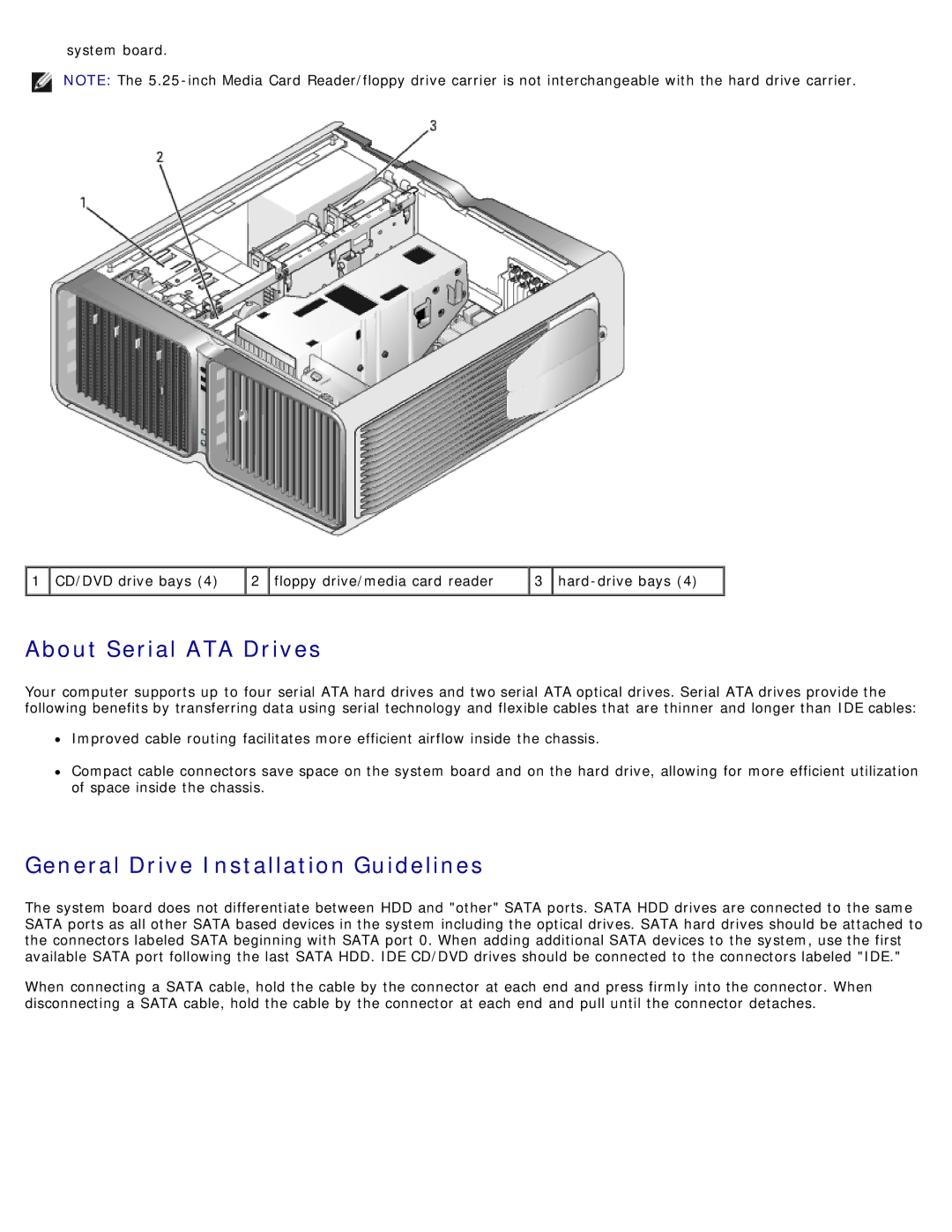 Dell DCDO, 710 H2C service manual About Serial ATA Drives, General Drive Installation Guidelines 