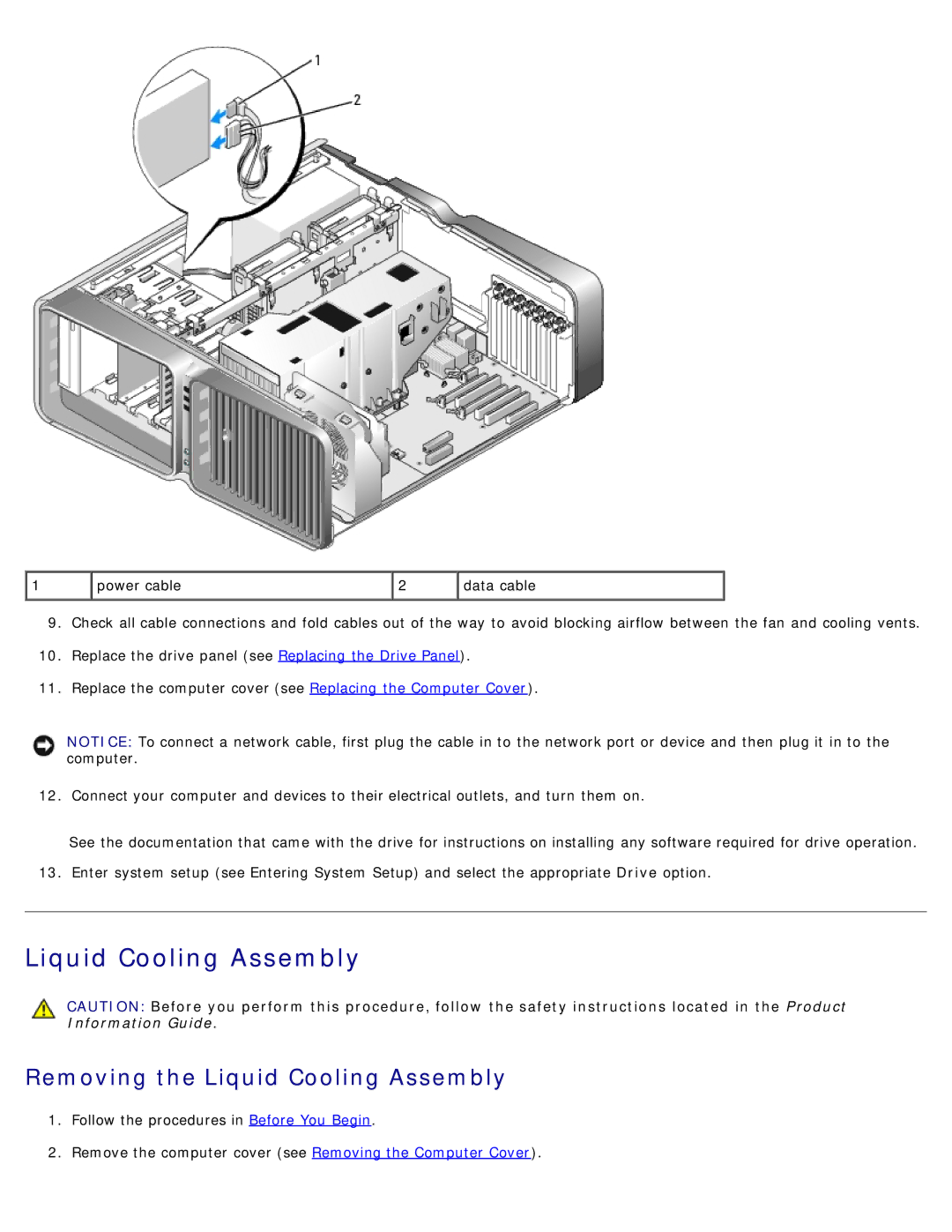 Dell DCDO, 710 H2C service manual Removing the Liquid Cooling Assembly 