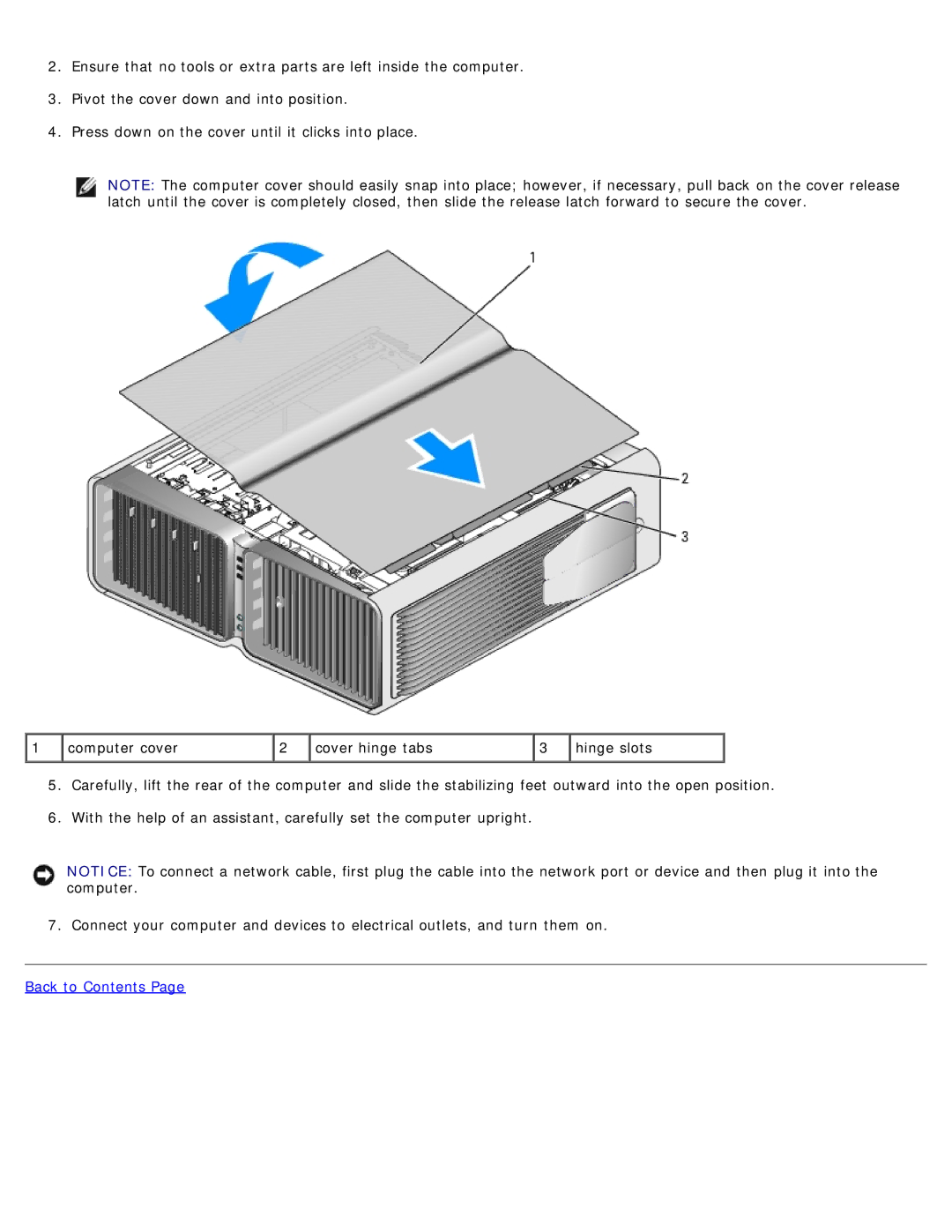 Dell DCDO, 710 H2C service manual Hinge slots 