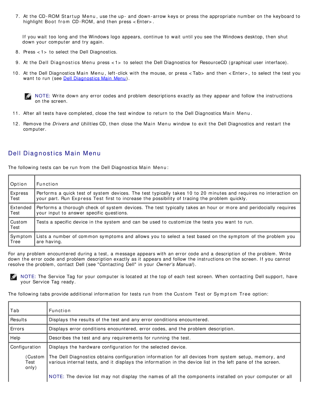 Dell 710 H2C, DCDO service manual At the CD-ROM Startup Menu highlight Boot from CD-ROM, Option Function, Tab Function 