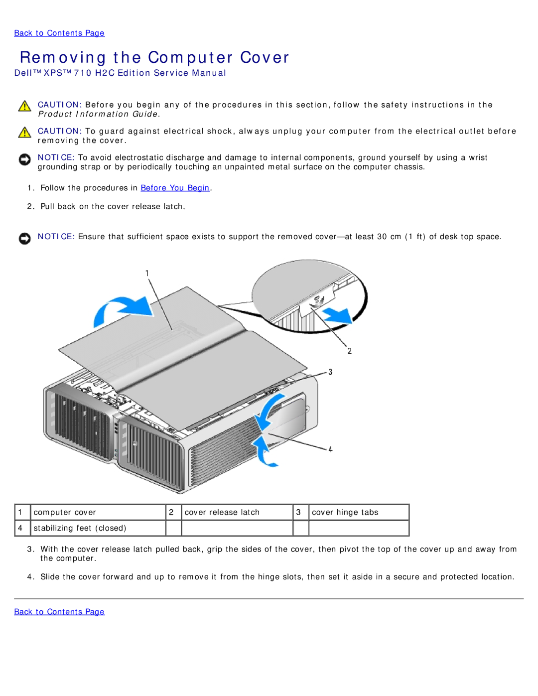 Dell 710 H2C, DCDO service manual Removing the Computer Cover 