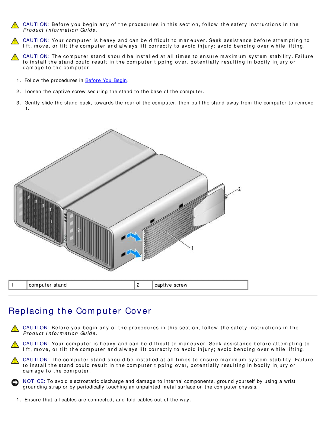 Dell 710 H2C, DCDO service manual Replacing the Computer Cover 