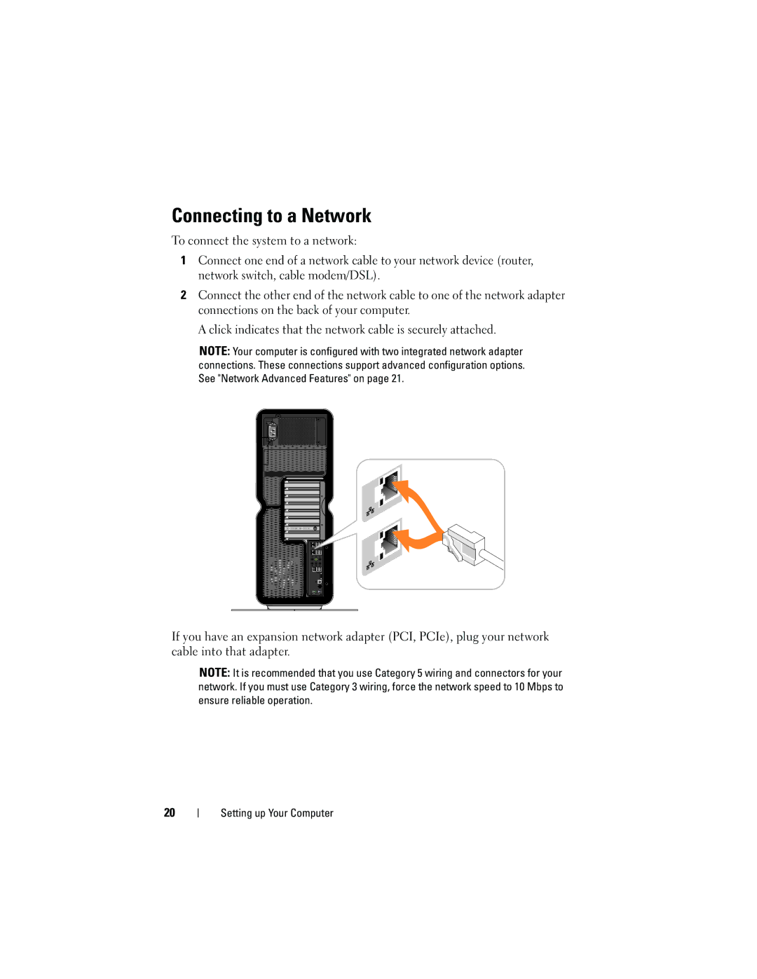 Dell DCDO, C100J manual Connecting to a Network 