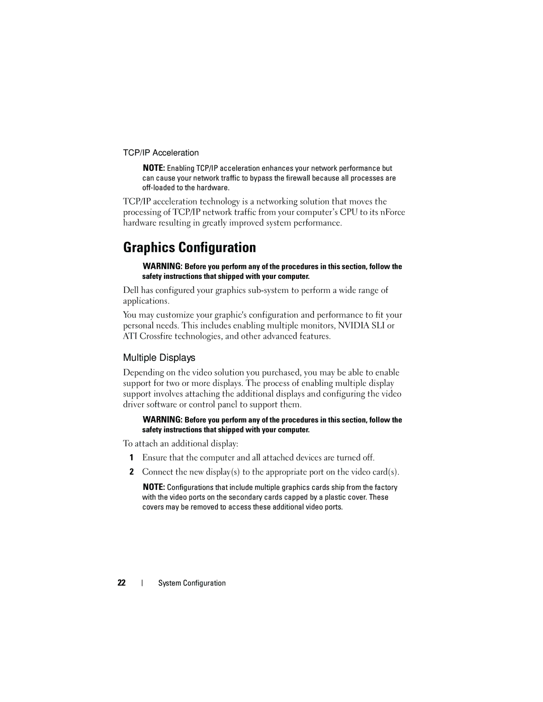 Dell DCDO, C100J manual Graphics Configuration, Multiple Displays 