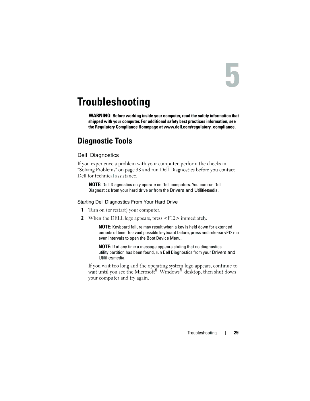 Dell C100J, DCDO manual Troubleshooting, Diagnostic Tools, Dell Diagnostics 