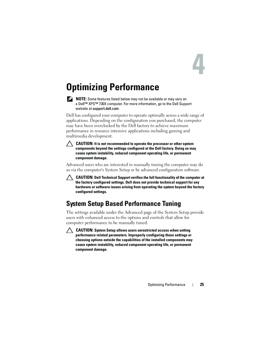 Dell C100J, DCDO manual Optimizing Performance, System Setup Based Performance Tuning 