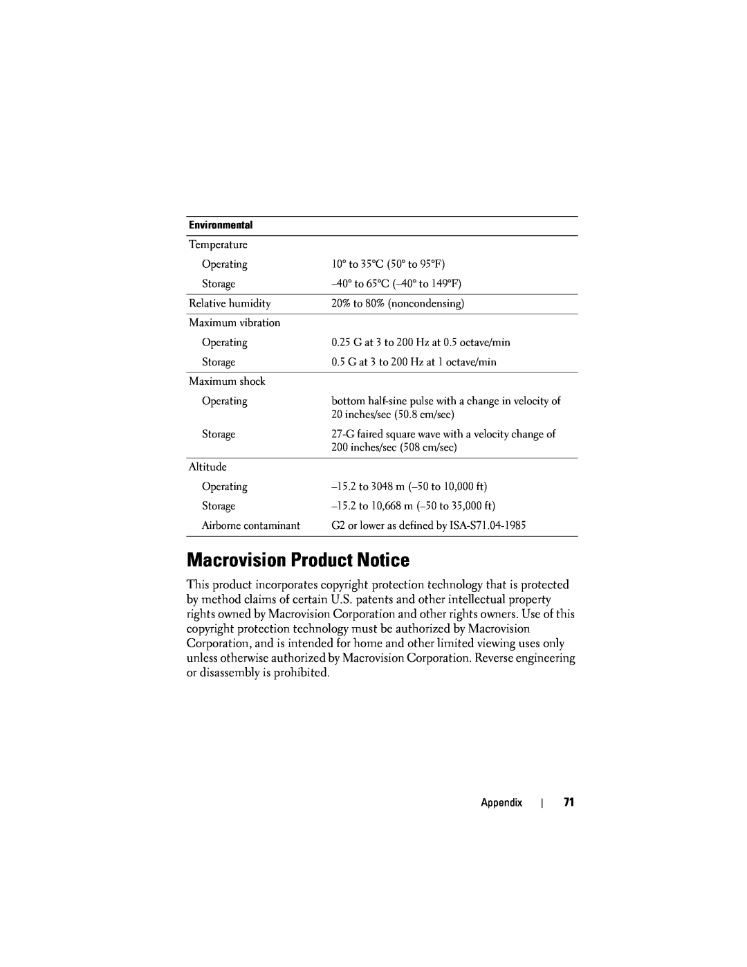 Dell C100J, DCDO manual Macrovision Product Notice 