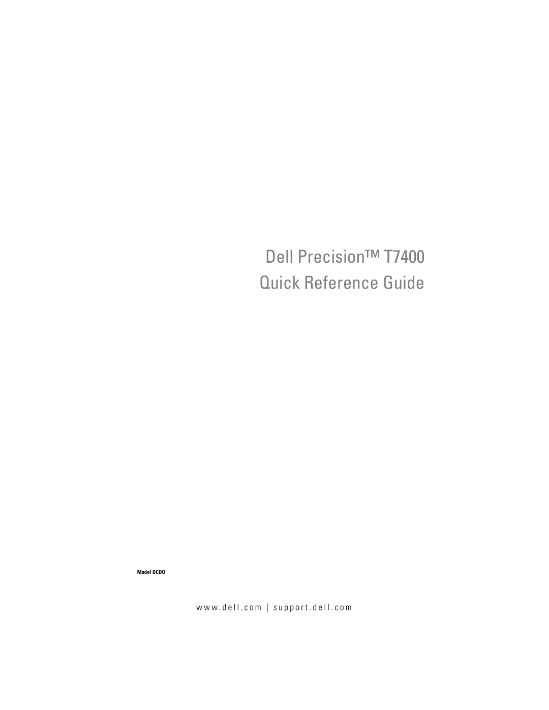 Dell DCDO manual Dell Precision T7400 Quick Reference Guide 