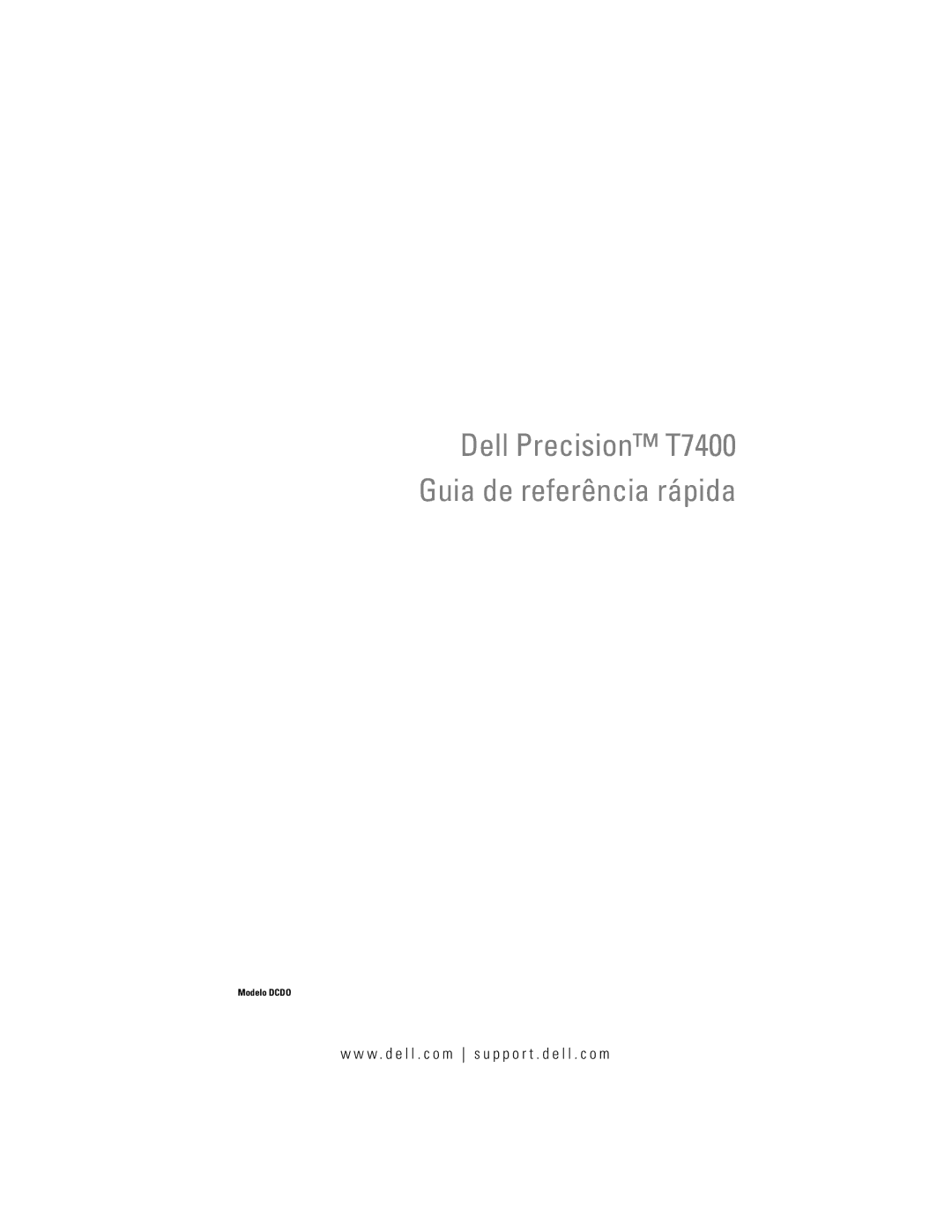 Dell DCDO manual Dell Precision T7400 Guia de referência rápida 