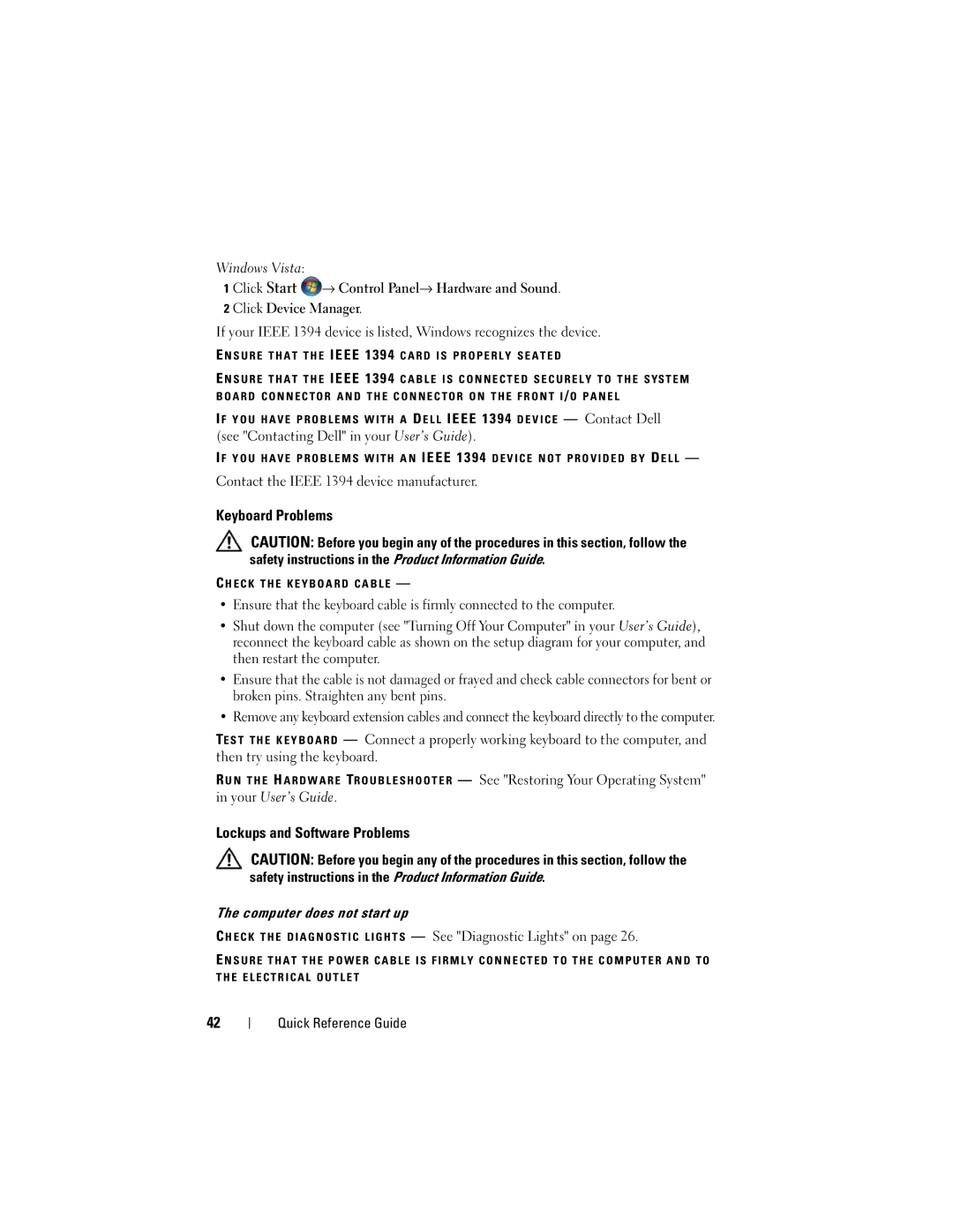 Dell DCDO manual Keyboard Problems, Lockups and Software Problems, See Contacting Dell in your User’s Guide 