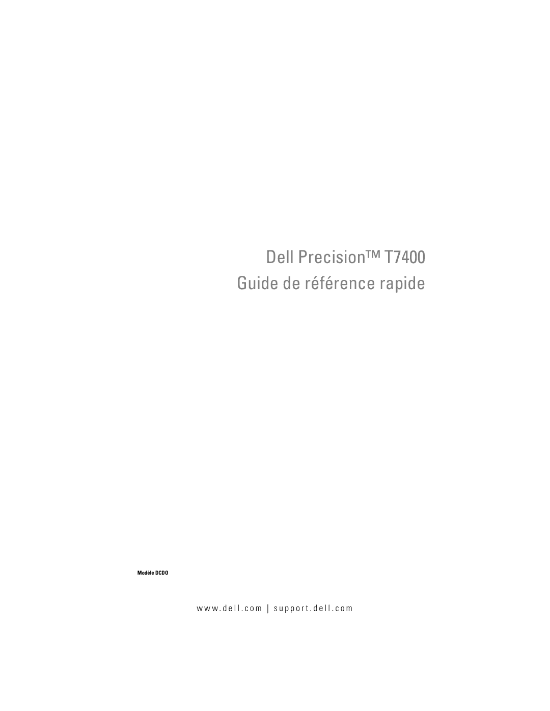 Dell DCDO manual Dell Precision T7400 Guide de référence rapide 