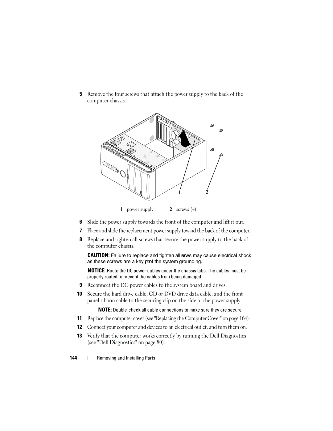 Dell DCMA owner manual Power supply Screws 