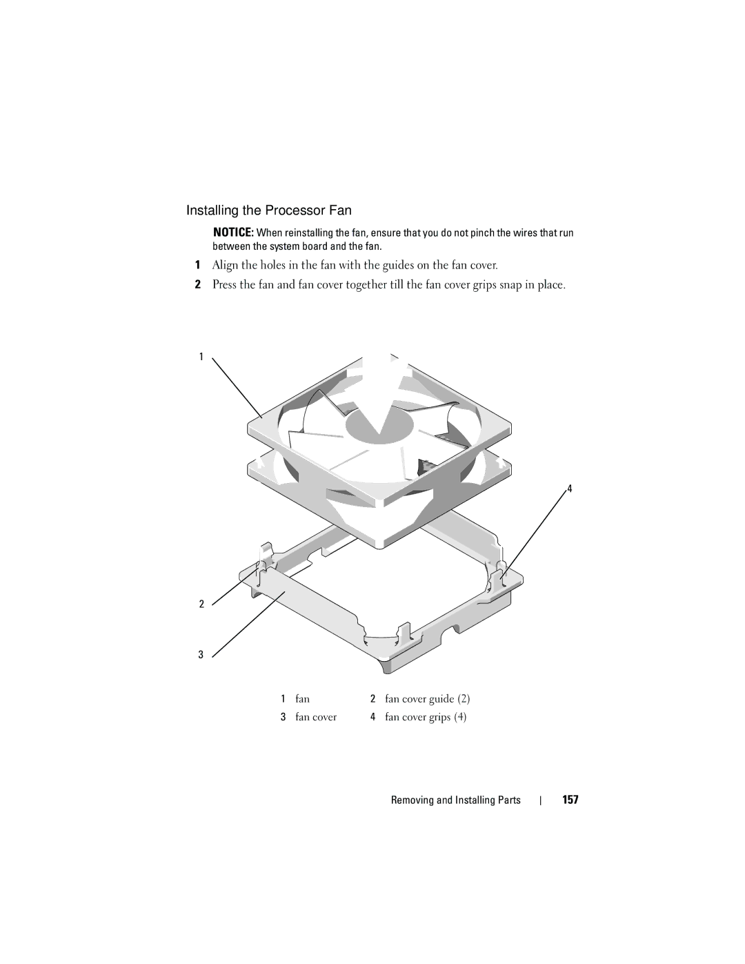 Dell DCMA owner manual Installing the Processor Fan, 157 