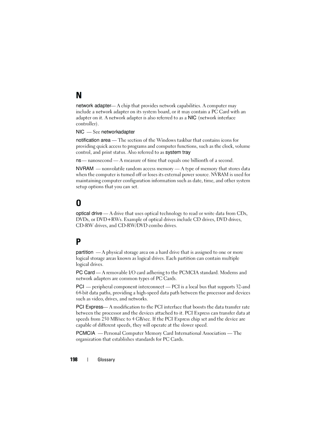 Dell DCMA owner manual 198, NIC See network adapter 