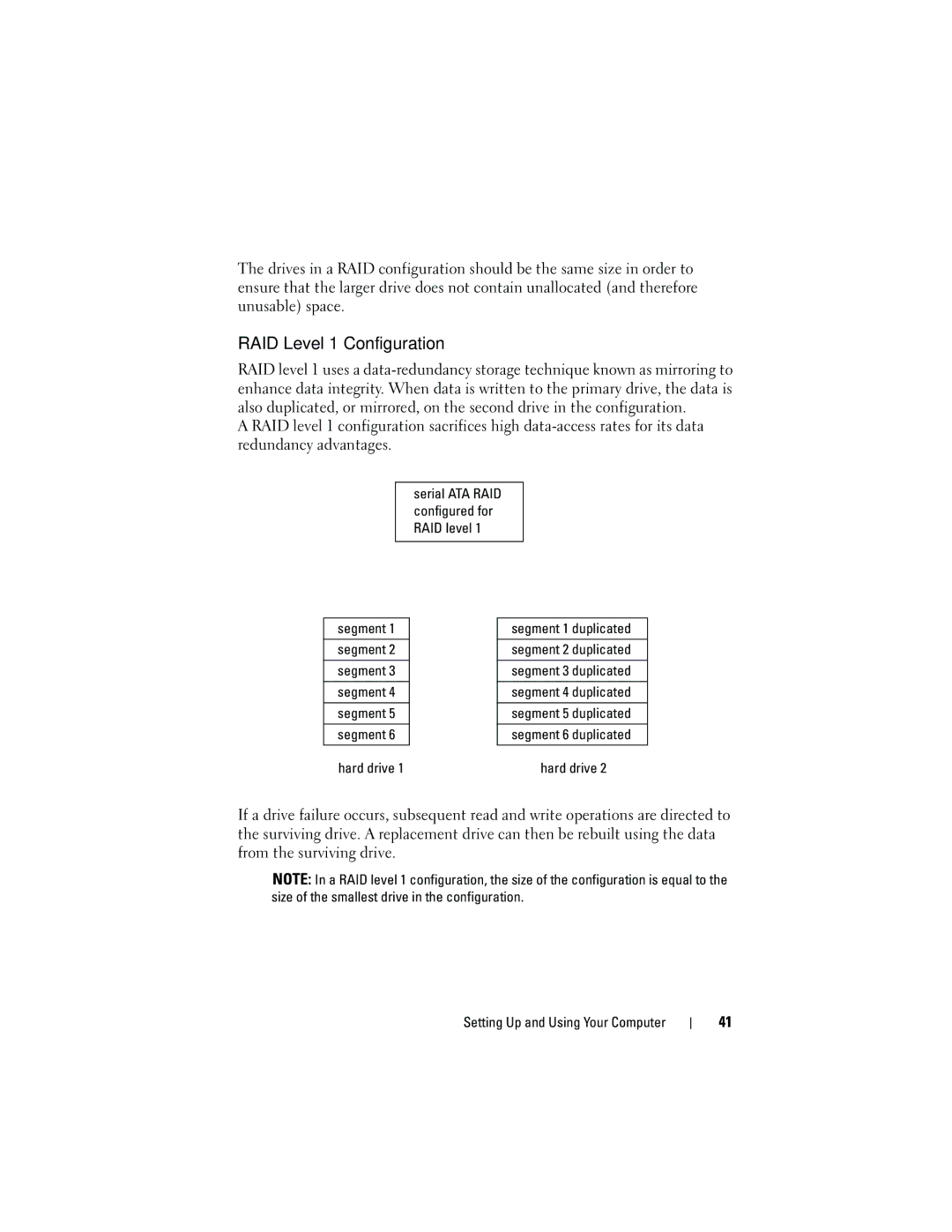 Dell DCMA owner manual RAID Level 1 Configuration 