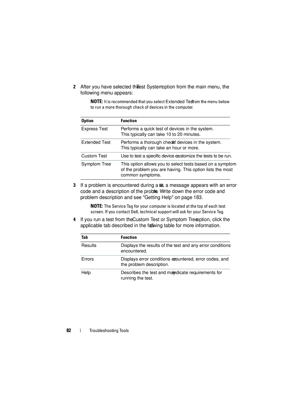 Dell DCMA owner manual OptionFunction 