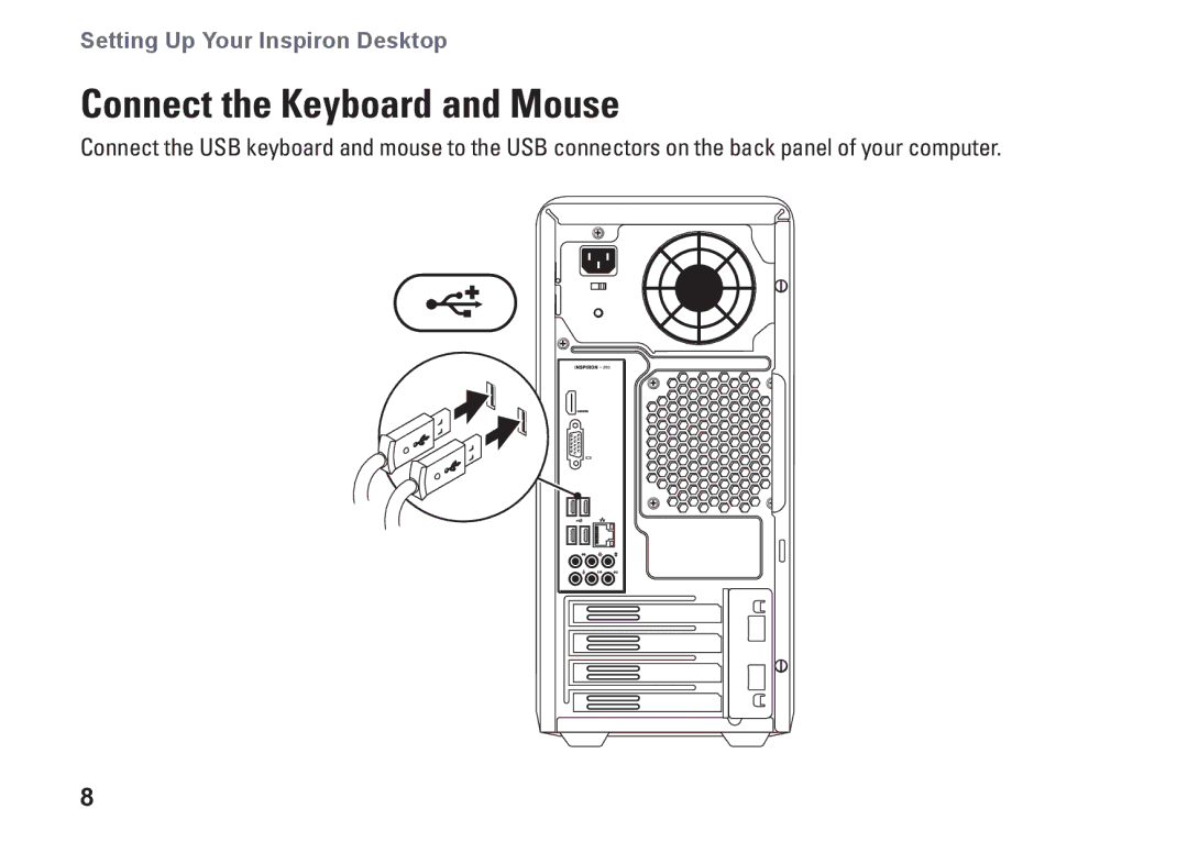 Dell DCMF, 0WKG9DA00, 580 setup guide Connect the Keyboard and Mouse 