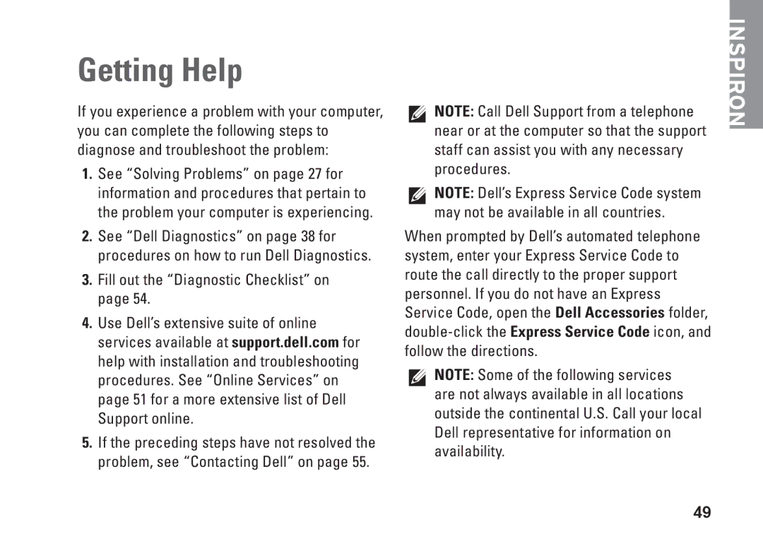 Dell 580, DCMF, 0WKG9DA00 setup guide Getting Help 