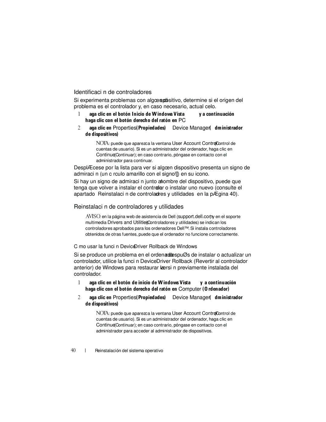 Dell DCMF manual Identificación de controladores, Reinstalación de controladores y utilidades 