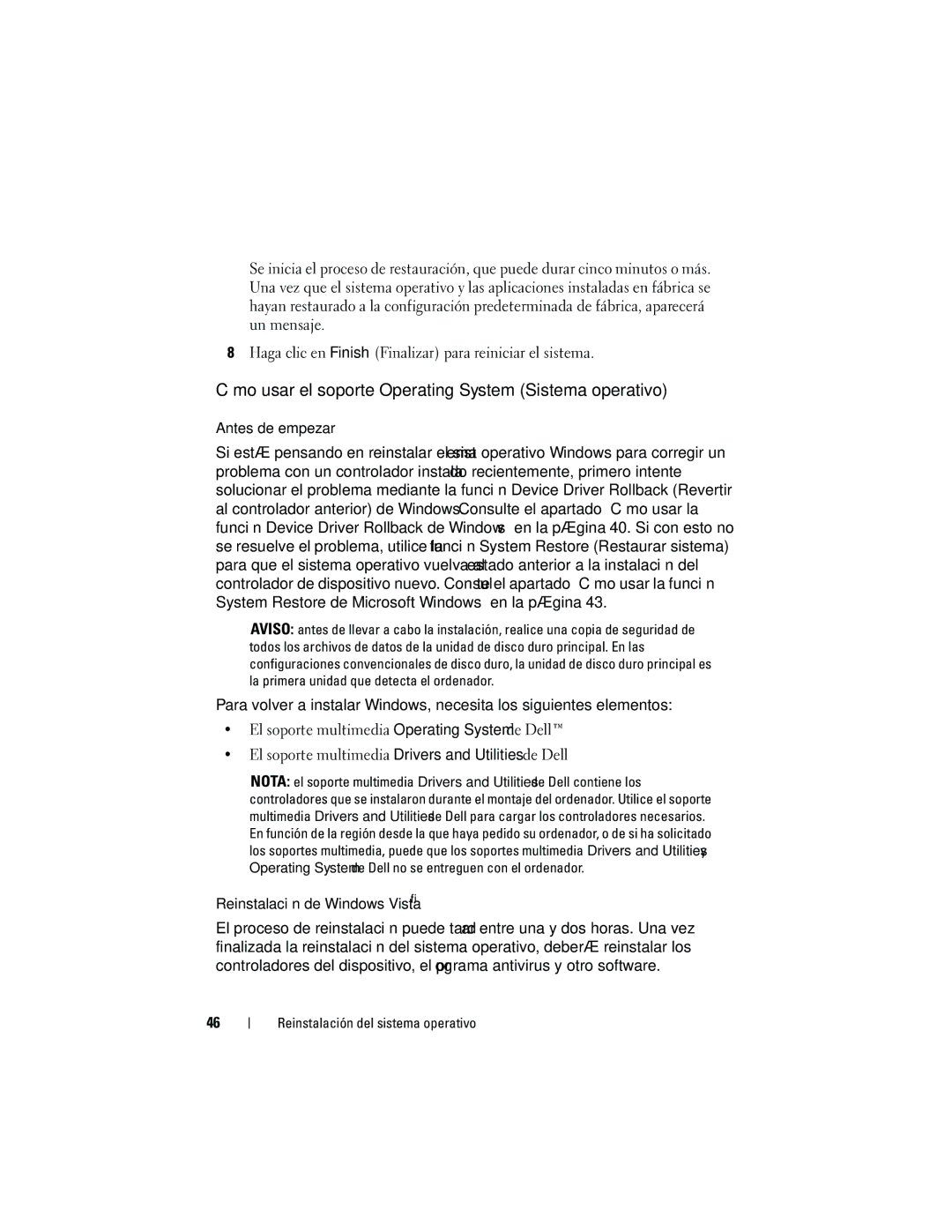 Dell DCMF manual Cómo usar el soporte Operating System Sistema operativo, Antes de empezar 