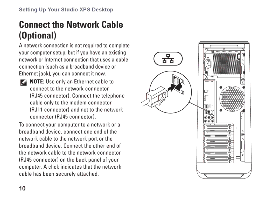 Dell DCRM, 0NWK08A01 setup guide Connect the Network Cable Optional 