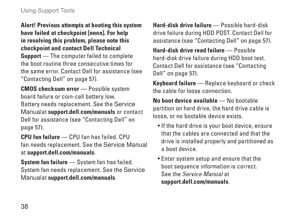 Dell 0NWK08A01, DCRM setup guide CPU fan failure CPU fan has failed. CPU 