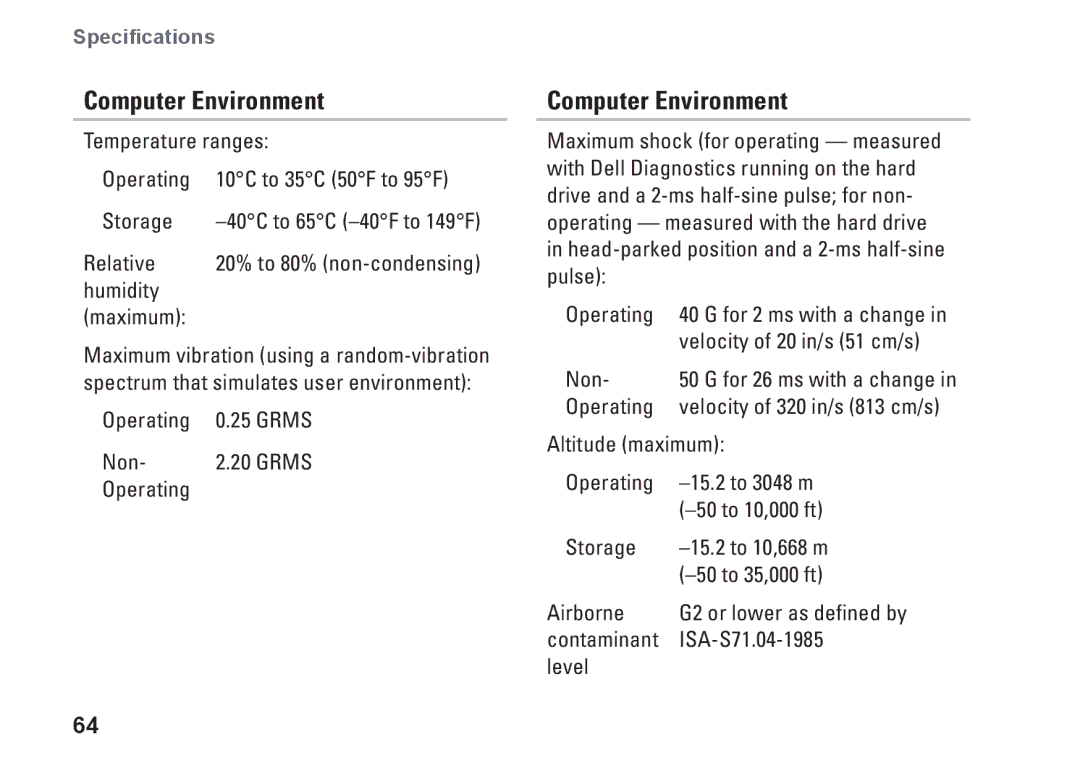 Dell DCRM, 0NWK08A01 setup guide Computer Environment 