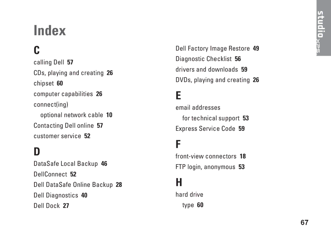 Dell DCRM, 0NWK08A01 setup guide Index 