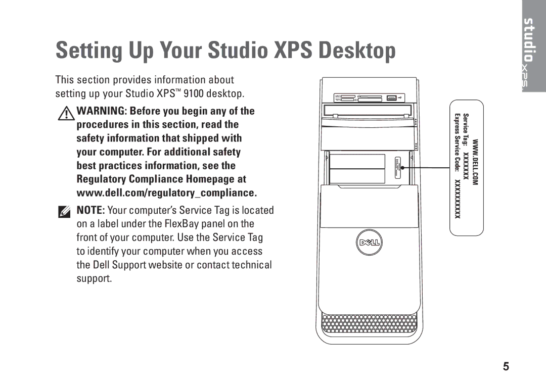 Dell 0NWK08A01, DCRM setup guide Setting Up Your Studio XPS Desktop 