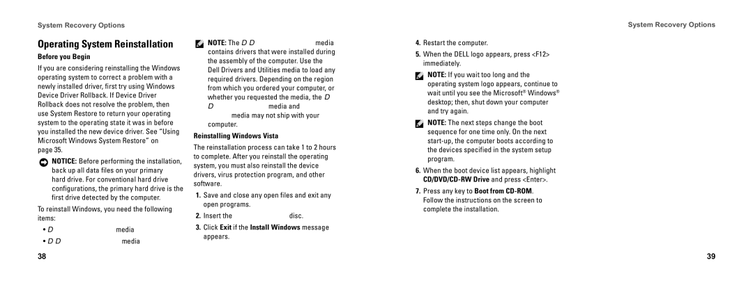 Dell DCSEA setup guide Before you Begin, Reinstalling Windows Vista, Click Exit if the Install Windows message appears 