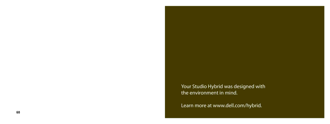 Dell DCSEA setup guide Your Studio Hybrid was designed with the environment in mind 