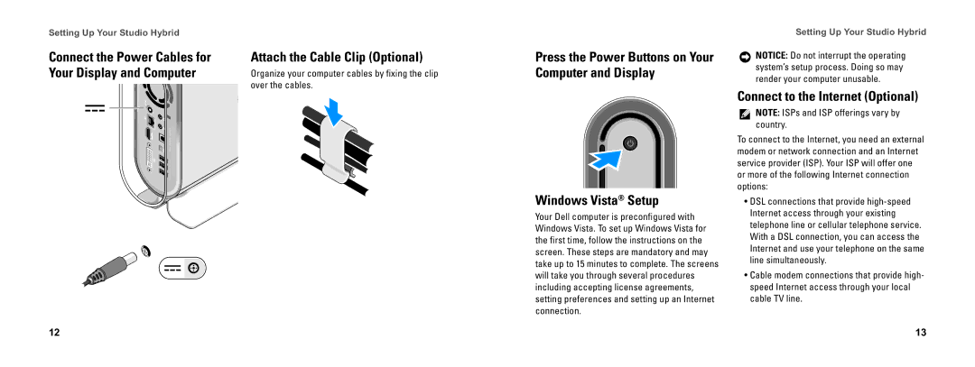 Dell DCSEA Connect the Power Cables for Attach the Cable Clip Optional, Your Display and Computer, Computer and Display 