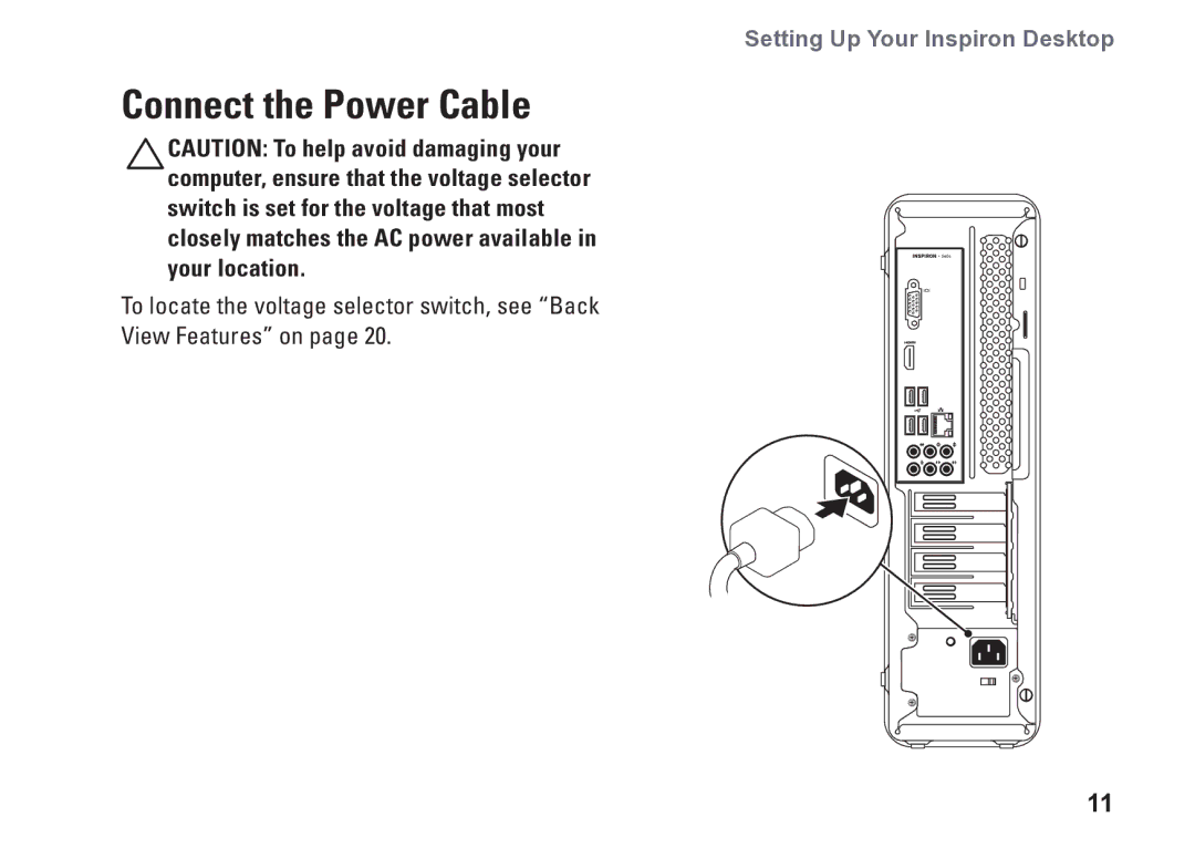 Dell 0C9NR5A00, DCSLE, 560s setup guide Connect the Power Cable 