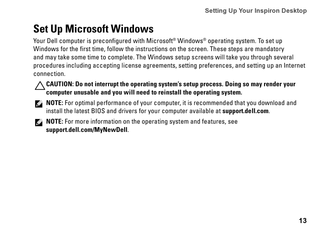 Dell DCSLE, 0C9NR5A00, 560s setup guide Set Up Microsoft Windows 