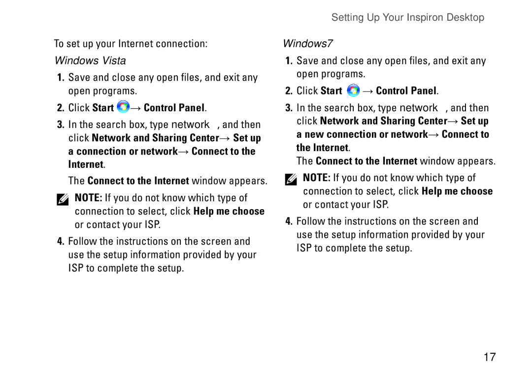 Dell DCSLE, 0C9NR5A00, 560s setup guide Connect to the Internet window appears 