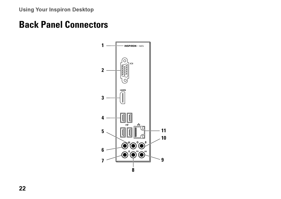 Dell DCSLE, 0C9NR5A00, 560s setup guide Back Panel Connectors 