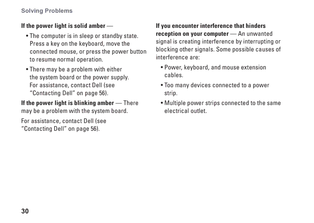 Dell DCSLE, 0C9NR5A00, 560s setup guide If the power light is solid amber 