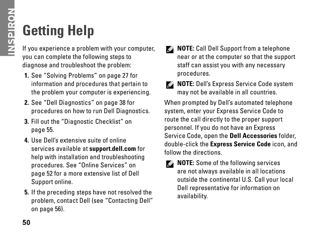 Dell DCSLE, 0C9NR5A00, 560s setup guide Getting Help 