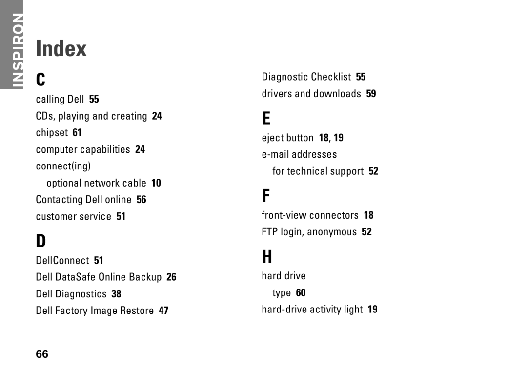 Dell DCSLE, 0C9NR5A00, 560s setup guide Index 