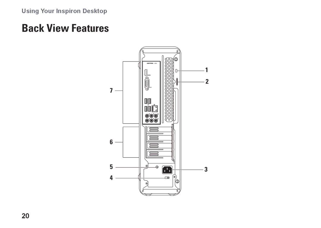 Dell DCSLF, 08XCH8A00, 580s setup guide Back View Features 