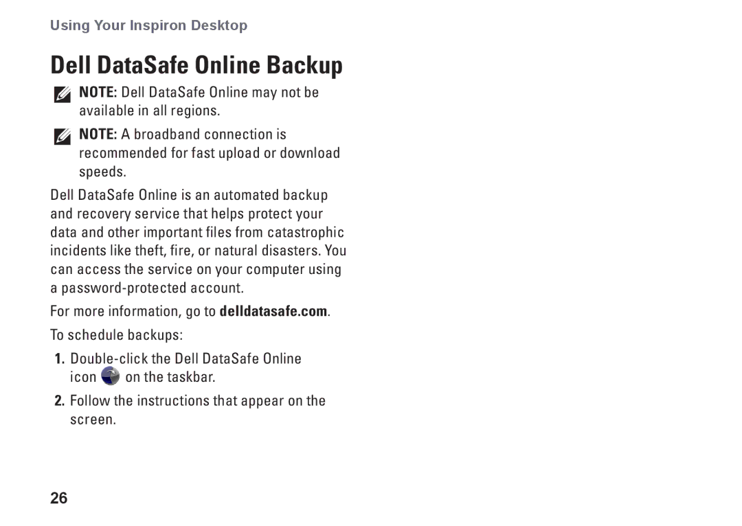 Dell DCSLF, 08XCH8A00, 580s setup guide Dell DataSafe Online Backup 