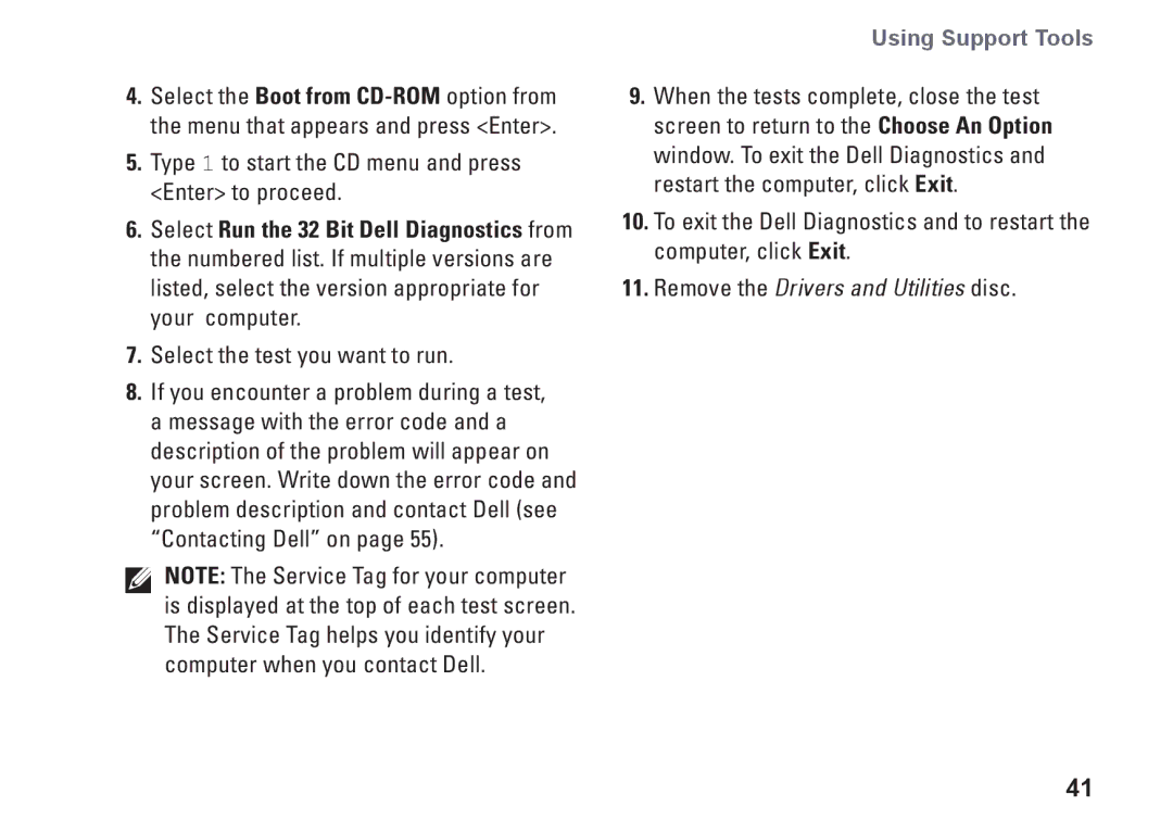 Dell 580s, DCSLF, 08XCH8A00 setup guide Remove the Drivers and Utilities disc 